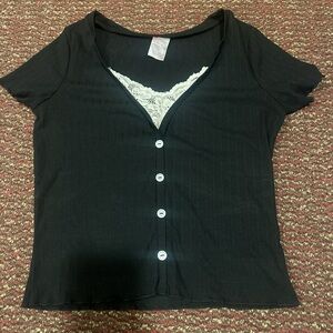 Black Button-Up Women's Top